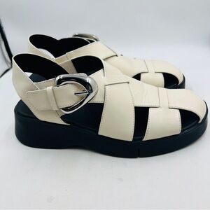 AEROSOLES Cream and Black Chunky Platform Sandals Y2K Pastel Goth Festival